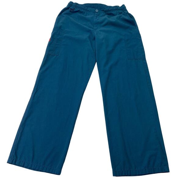 Dickies Pants Womens Medium Caribbean Blue Classic Button Elastic Scrubs Pants - Picture 1 of 8